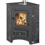 Печь-Камин ВЕЗУВИЙ ПК-01 (220) угловой амфиболит с конфоркой 9 кВт (150 м3) Ø 115 мм